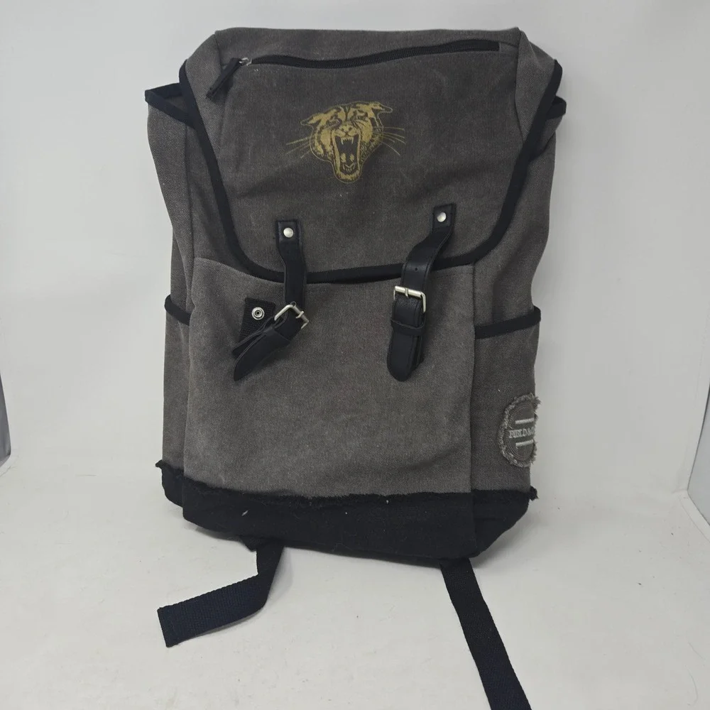 Field & Co Hudson Canvas‎ Backpack Grey Panther Rucksack Gingham Lining Bag